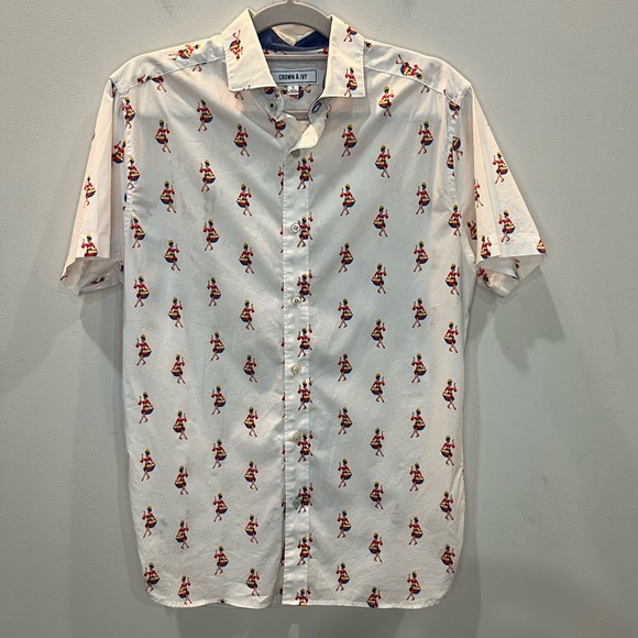 crown & ivy Other - Crown & Ivy Mens Button Up Shirt Size Small Flamenco Dancer Novelty Print White